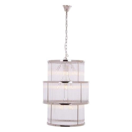 Salas Large Ribbed Pattern 3 Tier Chandelier Light In Nickel