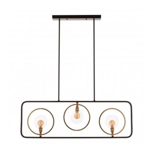 Abita 3 Bulbs Pendant Light In Matte Black And Bronze