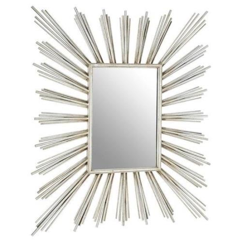 Zaria Sunburst Design Wall Mirror In Antique Silver Frame