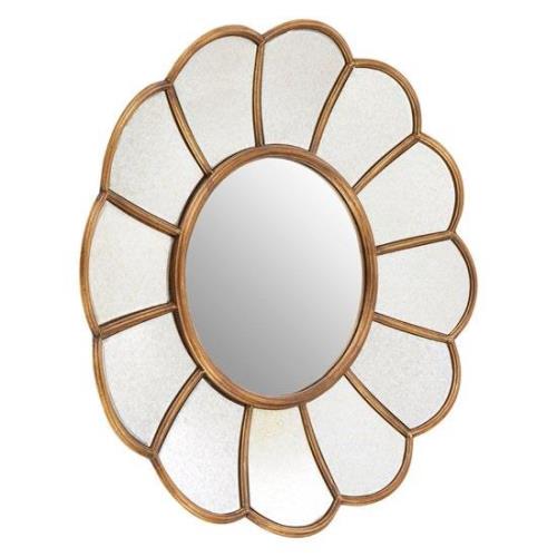 Varian Floral Wall Bedroom Mirror In Gold Metal Frame