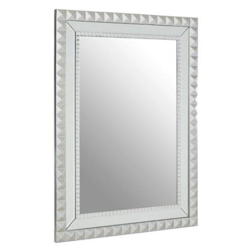 Tariku Rectangular Wall Bedroom Mirror In Silver Wooden Frame