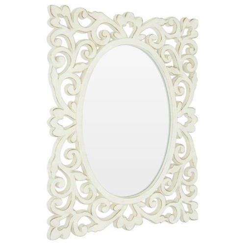 Stains Lace Design Wall Bedroom Mirror In Weathered White Frame