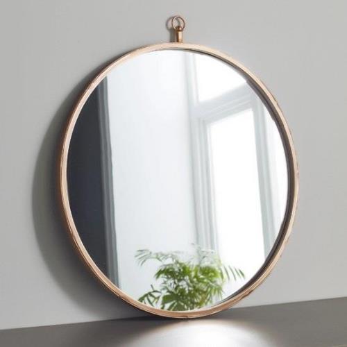 Manhattan Round Bedroom Mirror In Pink Copper Frame