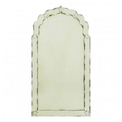 Raze Arched Star Detail Wall Mirror In Antique Brass Frame