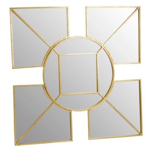 Xuange Square And Circular Wall Bedroom Mirror In Gold Frame