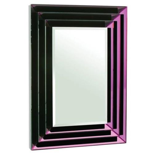 Nthrow Rectangular Wall Mirror In Purple Bevelled Frame