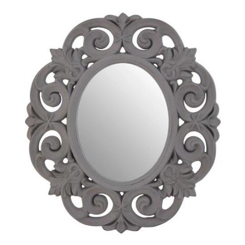 Astoya Scroll Design Wall Mirror In Antique Grey