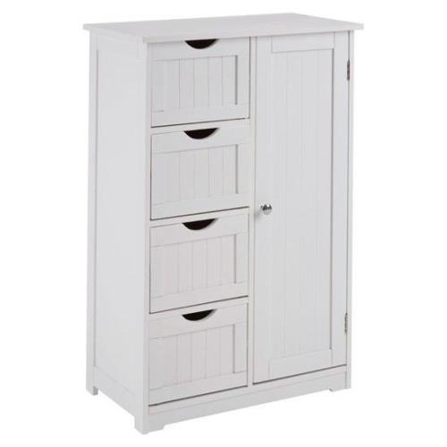 Matar Wooden Storage Cabinet With 1 Door And 4 Drawers In White