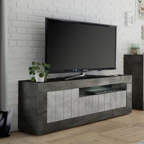 Nitro LED 3 Door Wooden TV Stand In Oxide And Cement Effect