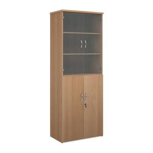 Upton Wooden Storage Cabinet In Beech With 4 Doors And 5 Shelves