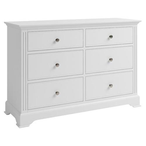 Belton Wide Wooden Chest Of 6 Drawers In White