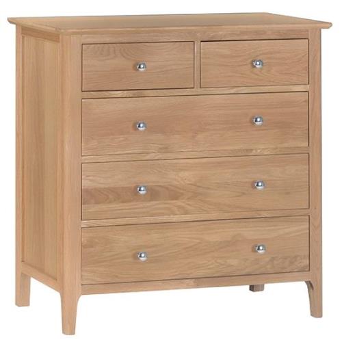 Nassau Wooden Chest Of 5 Drawers In Natural Oak