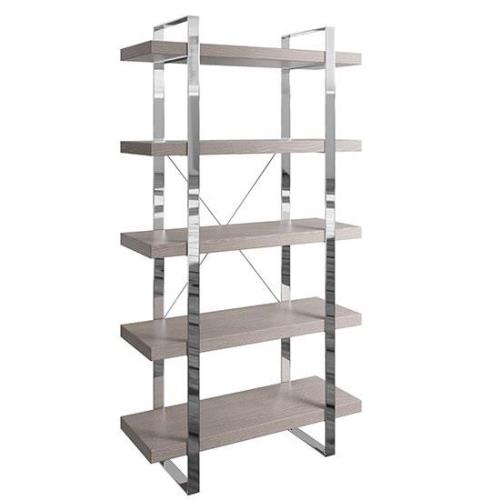 Irvane Large Wooden 5 Shelves Bookcase In Grey Oak