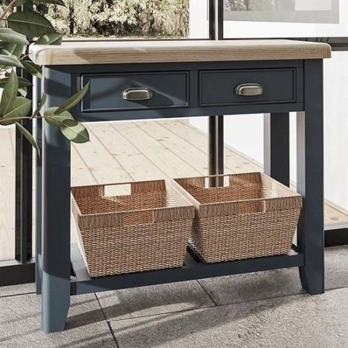 Hants Wooden 2 Drawers Console Table In Blue