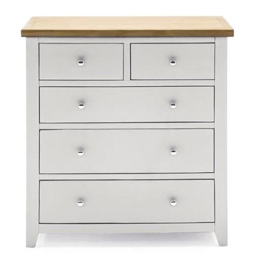 Freda Wooden Chest Of 5 Drawers In Grey And Oak