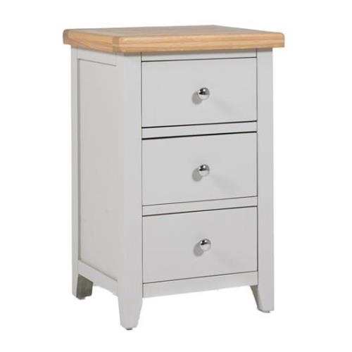 Freda Wooden Bedside Cabinet With 3 Drawers In Grey And Oak