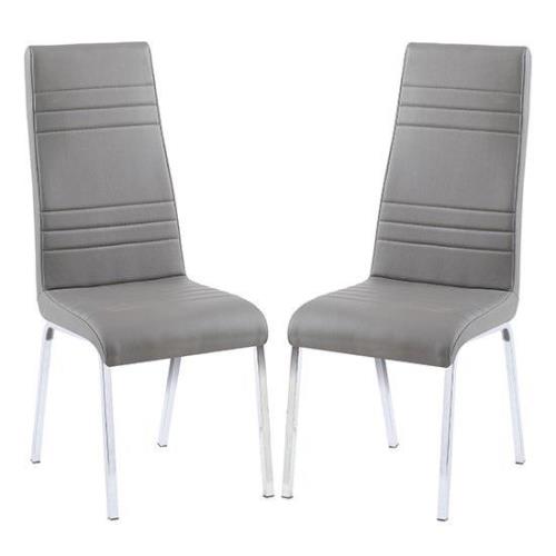 Dora Grey Faux Leather Dining Chairs With Chrome Legs In Pair