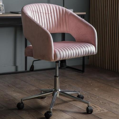 Marry Swivel Velvet Home And Office Chair In Pink