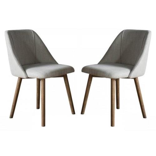 Elliata Natural Fabric Dining Chairs In A Pair