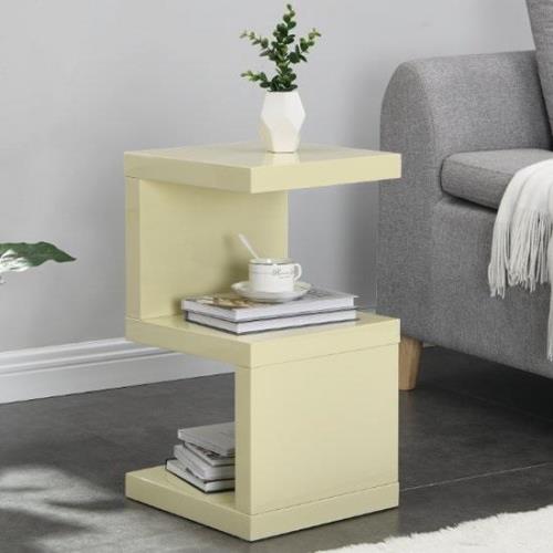 Miami High Gloss S Shape Design Side Table In Cream