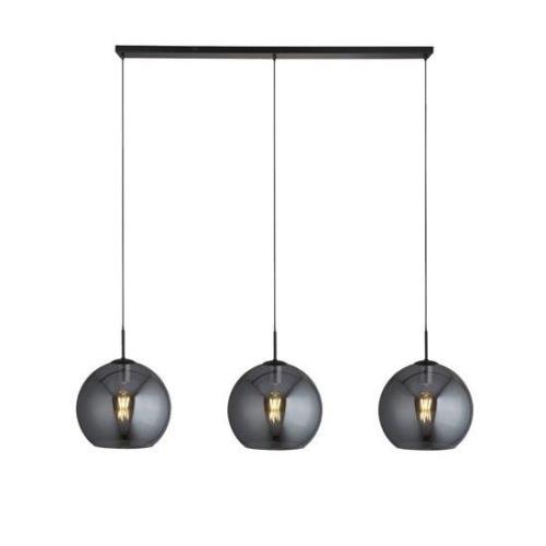 Amsterdam Bar 3 Pendant Light In Matt Black With Smoked Glass