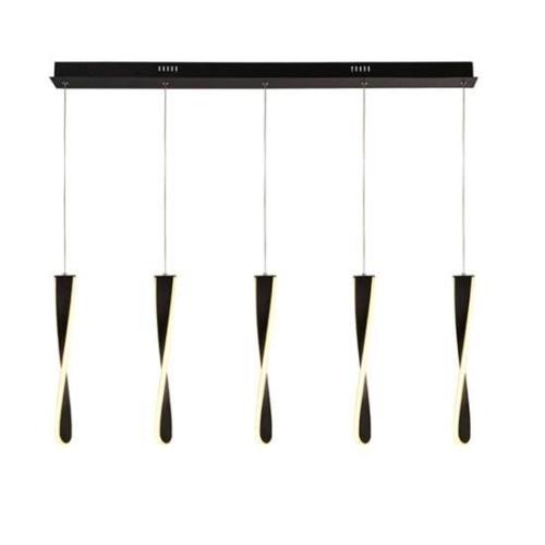 Paddle LED Wall Hung Bar 5 Pendant Light In Matt Black And White