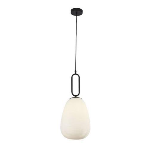 Elixir Ribbed Glass Pendant Light In Black And White