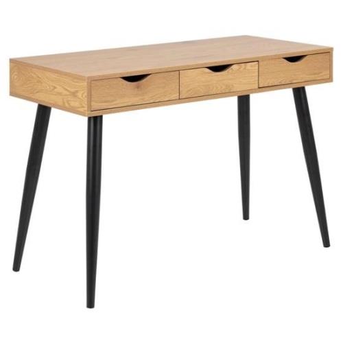 Newark Wooden Laptop Desk With 3 Drawers In Oak And Black