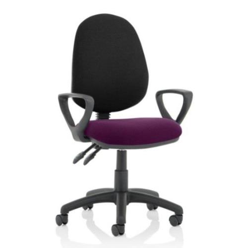 Eclipse II Black Back Office Chair In Purple With Loop Arms