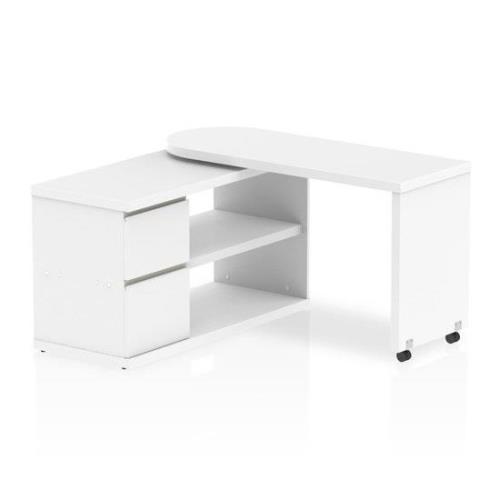 Fleur Wooden Rotating Storage Computer Desk In White