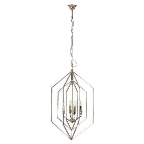 Venik Hexagonal 4 Lights Chandelier Ceiling Light In Nickel