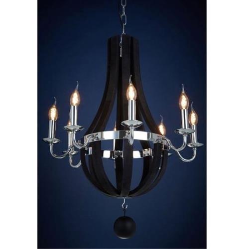 Kensick 8 Bulbs Curved Design Chandelier Ceiling Light In Black