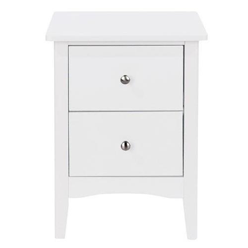 Kamuy Wooden 2 Drawers Bedside Cabinet In White