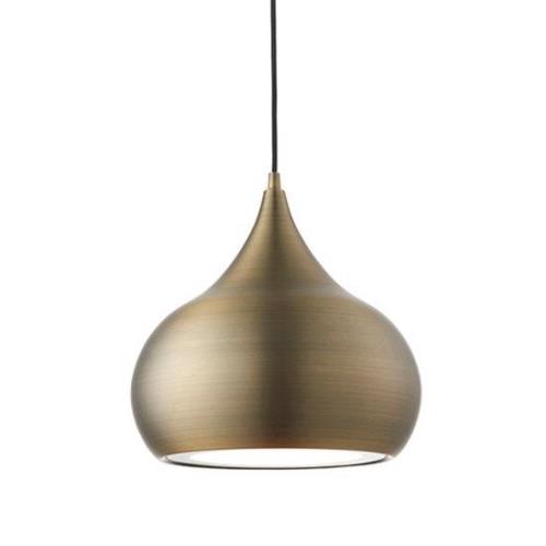 Brosnan Pendant Light In Matt Antique Brass And White