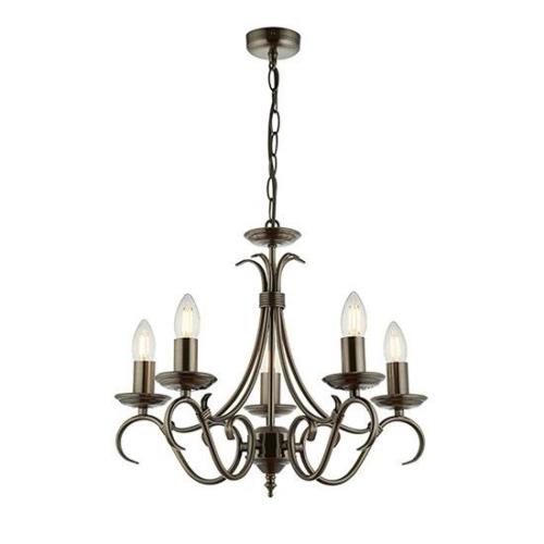 Bernice 5 Lights Ceiling Pendant Light In Antique Silver