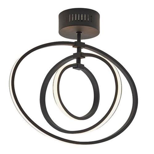 Avali LED 3 Lights Semi Flush Ceiling Light In Matt Black