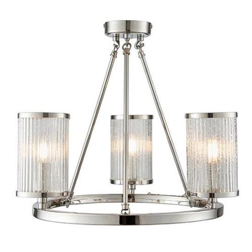 Easton 3 Lights Glass Semi Flush Ceiling Light In Bright Nickel