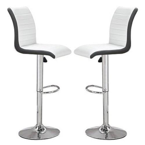 Ritz White And Black Faux Leather Bar Stools In Pair