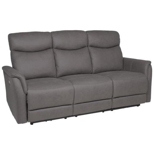 Maritime Electric Recliner Fabric 3 Seater Sofa In Grey