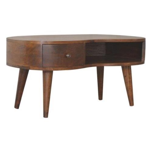 Wooden Wave Coffee Table In Chestnut With 1 Drawer