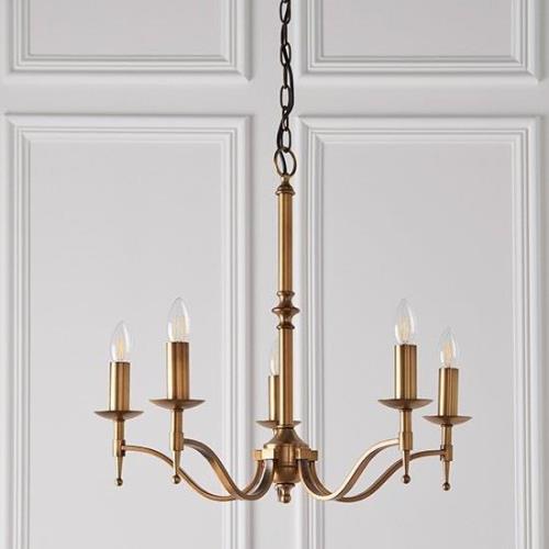 Stanford 5 Lights Pendant Light In Antique Brass