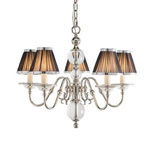 Tilburg 5 Lights Pendant Light In Nickel With Black Shades