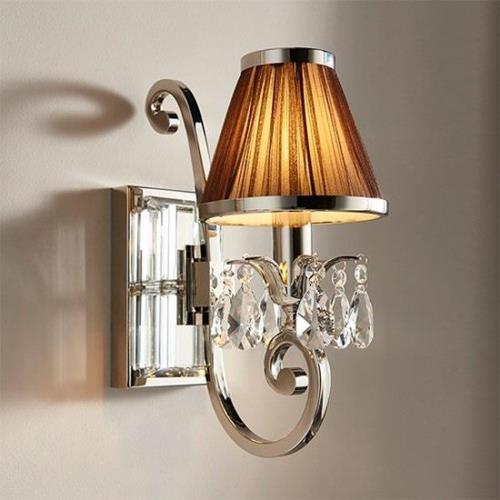 Oksana Single Wall Light In Nickel With Chocolate Shade