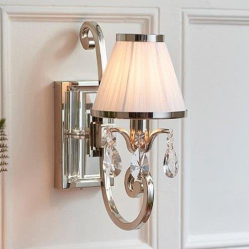 Oksana Single Wall Light In Nickel With White Shade