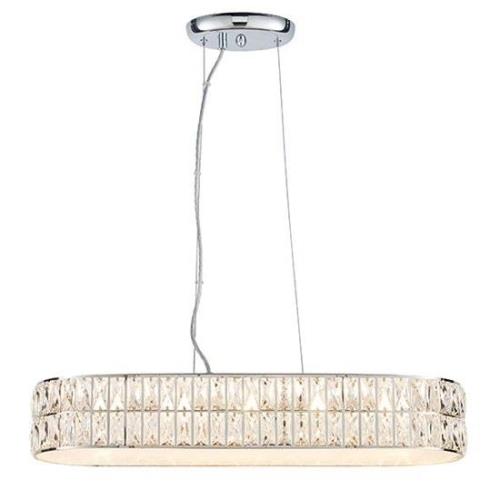 Verina LED 5 Lights Crystal Linear Pendant Light In Chrome