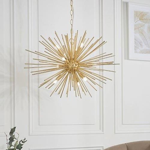 Orta 9 Lights Ceiling Pendant Light In Satin Brass