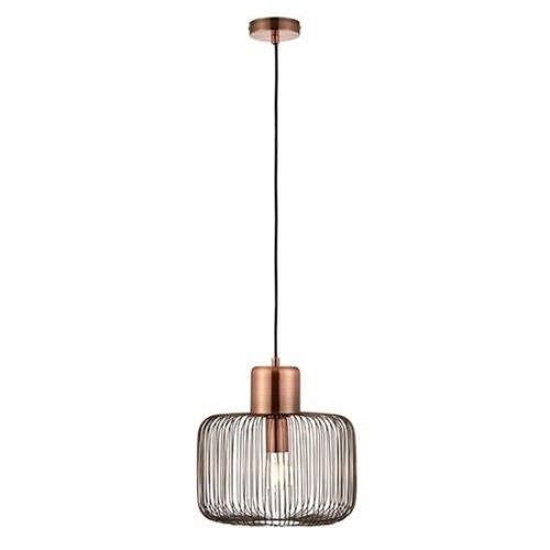 Nicola Steel Square Pendant Light In Antique Copper