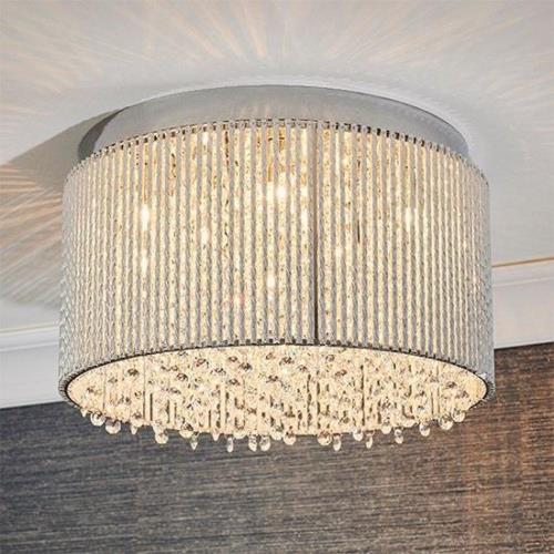 Galina 10 Lights Flush Ceiling Light In Polished Chrome