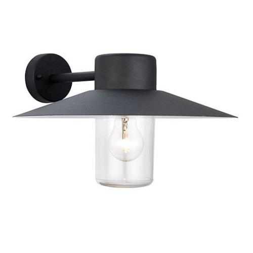 Fenwick Clear Glass Wall Light In Textured Black