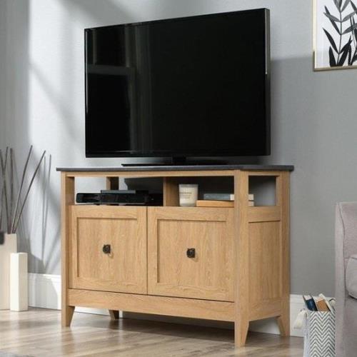 Haslet Wooden TV Stand With 2 Doors In Dover Oak